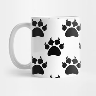 Black And White Cat Paw Print Pattern Mug